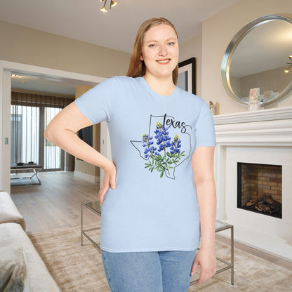 Texas Bluebonnets Outline Adult T-shirt