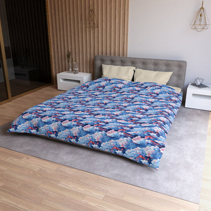 Azure Kumo Flow Microfiber Duvet Cover