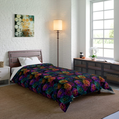 Neon Whisper Blooms Comforter