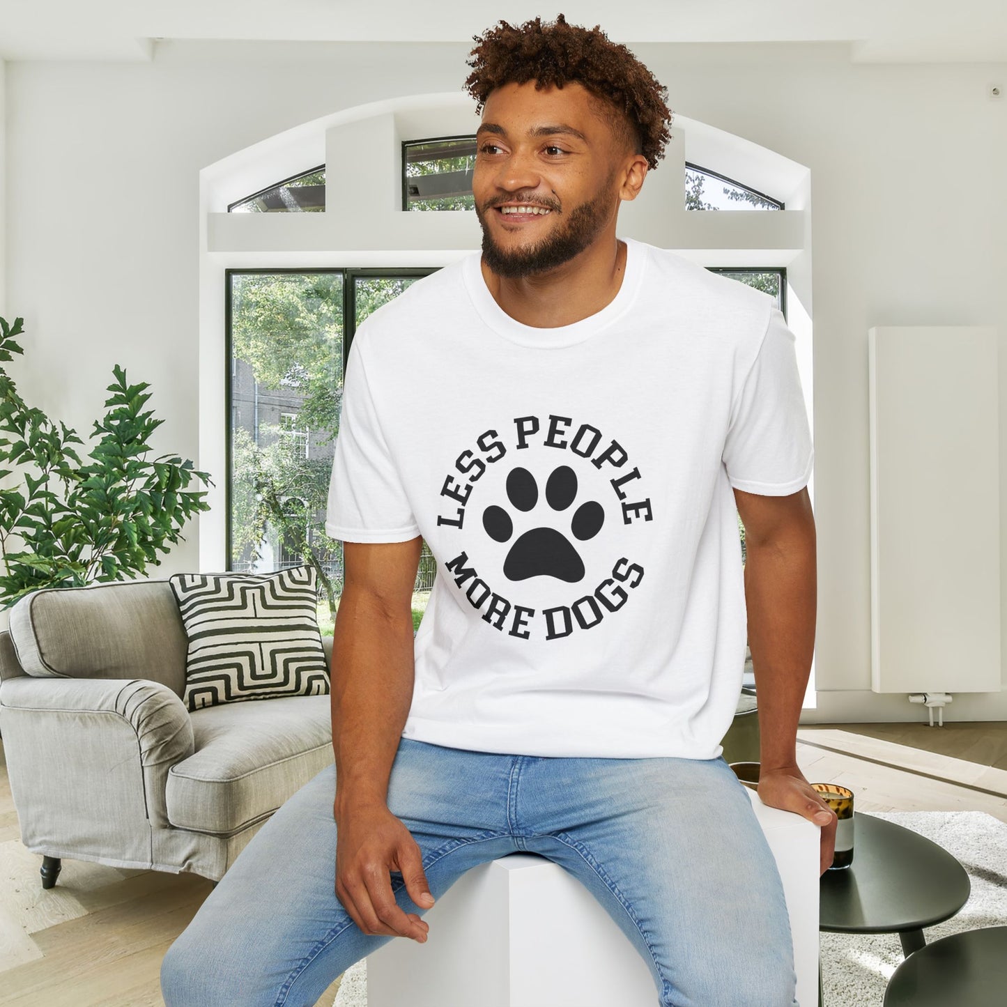Less People More Dogs Adult T-shirt