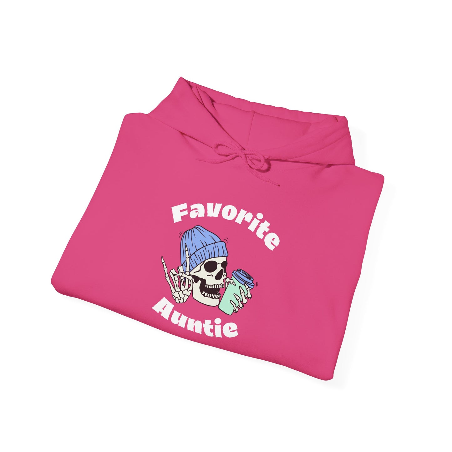 Favorite Auntie Skull drinking coffee Heavy Blend™ Hooded Sweatshirt