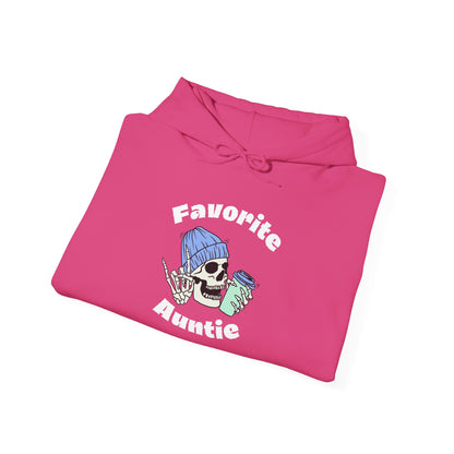 Favorite Auntie Skull drinking coffee Heavy Blend™ Hooded Sweatshirt