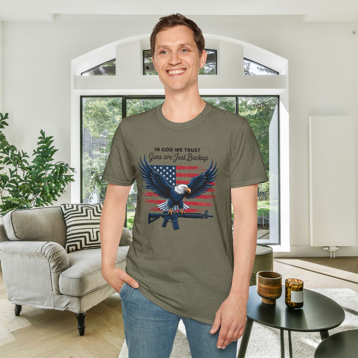 In God We Trust Guns Are Just Backup Adult T-shirt