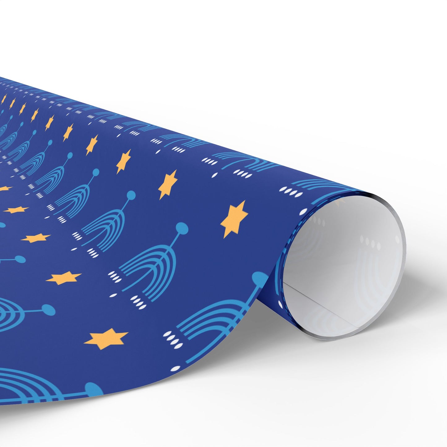 Dk. Blue/Gold Star of David Hanukkah Wrapping Paper