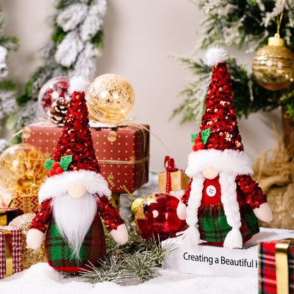 Christmas Sequined Cap Faceless Gnome Ornaments