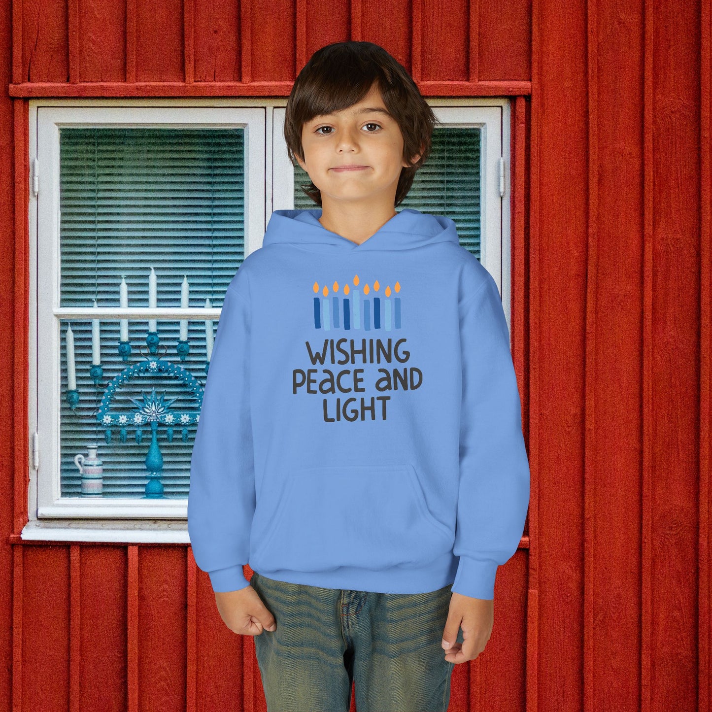 Hanukkah Wishing Peace & Light Youth Hoodie