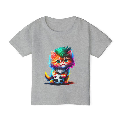Cute Colorful Kitten w/Soccer Ball Heavy Cotton™ Toddler T-shirt