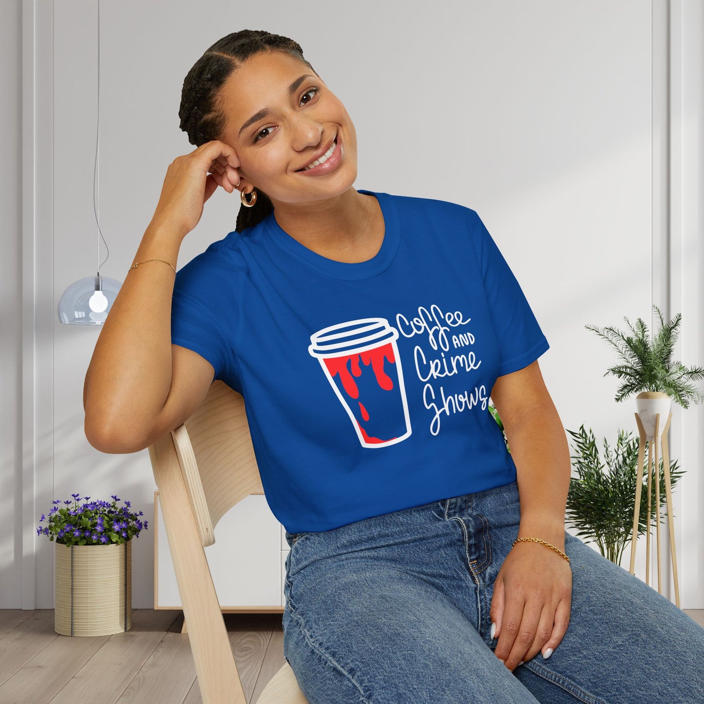 Coffee and Crime Shows Adult T-shirt