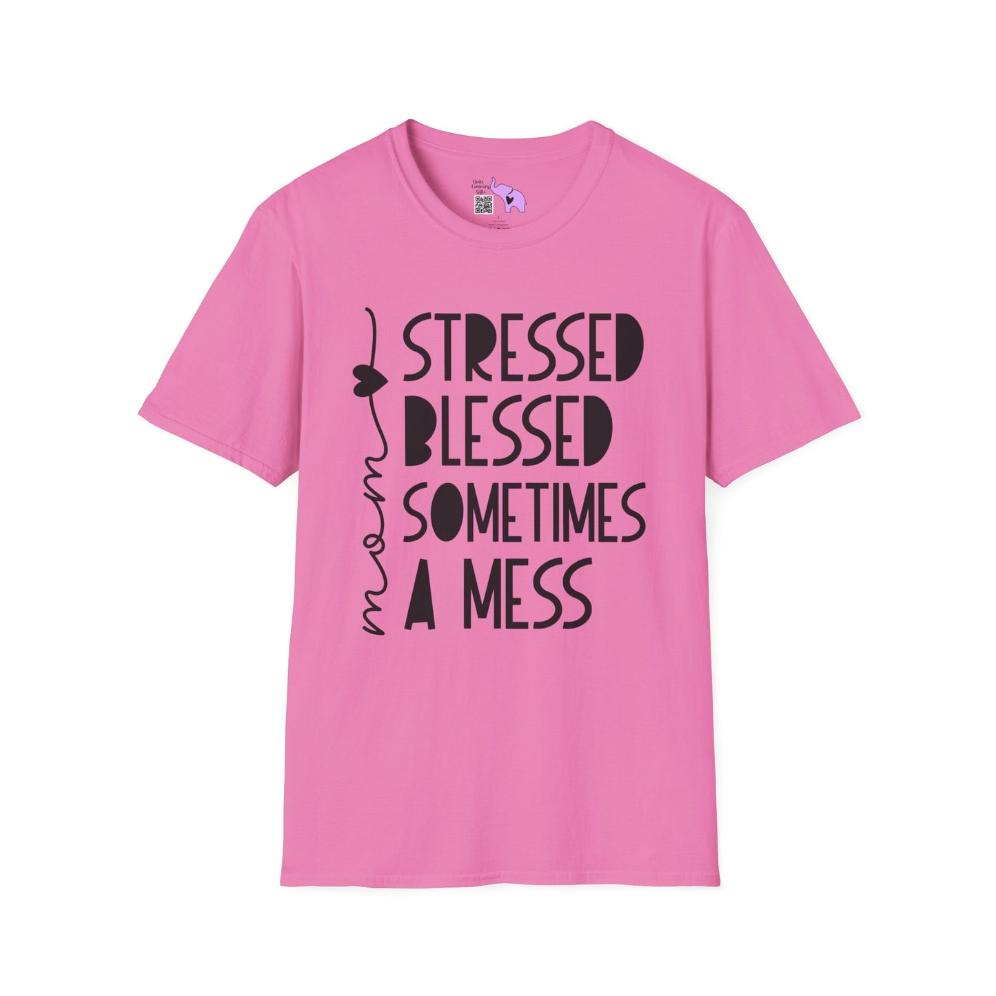 Mama Stressed Blessed Sometimes A Mess Adult T-shirt