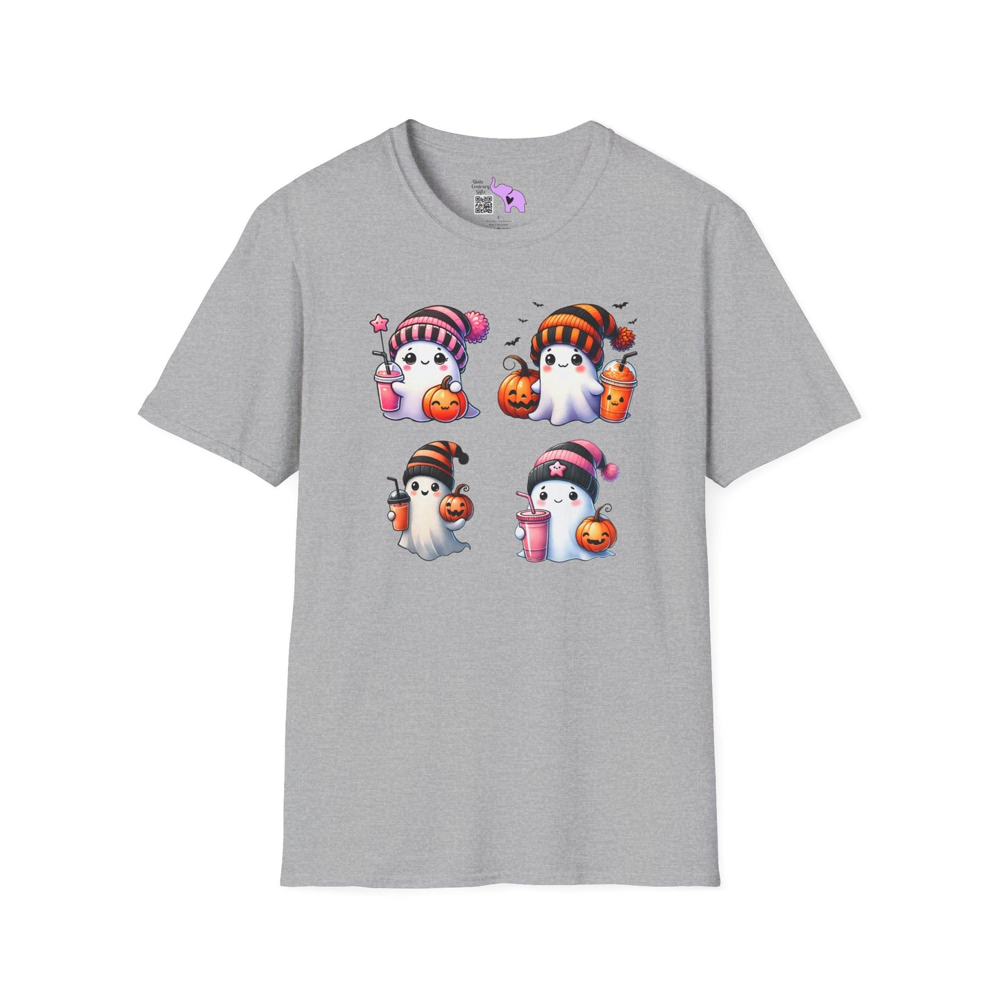 Cute Ghosts w/Pumpkins Adult T-shirt