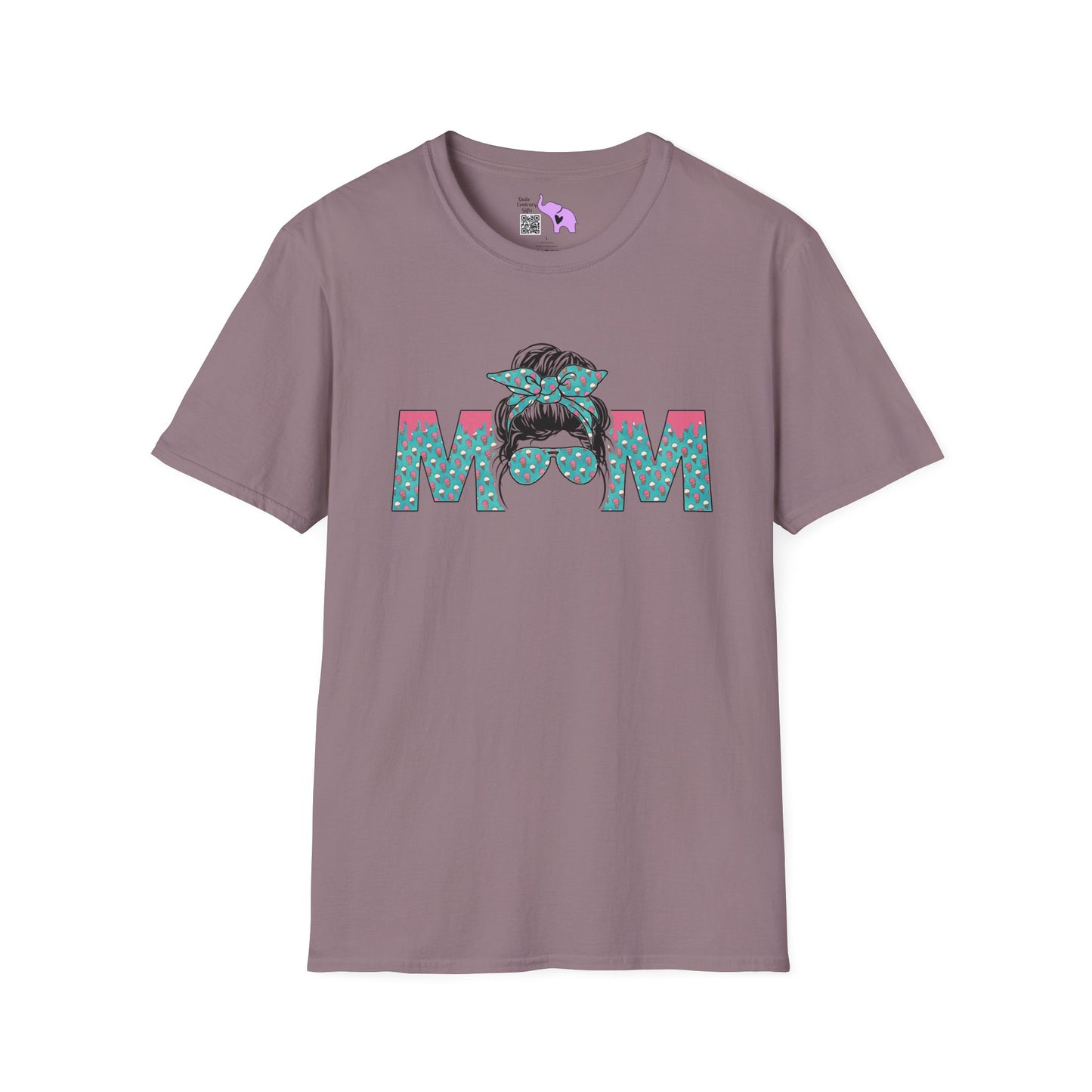 Mom (Teal/Pink Cheetah Print) Adult T-shirt