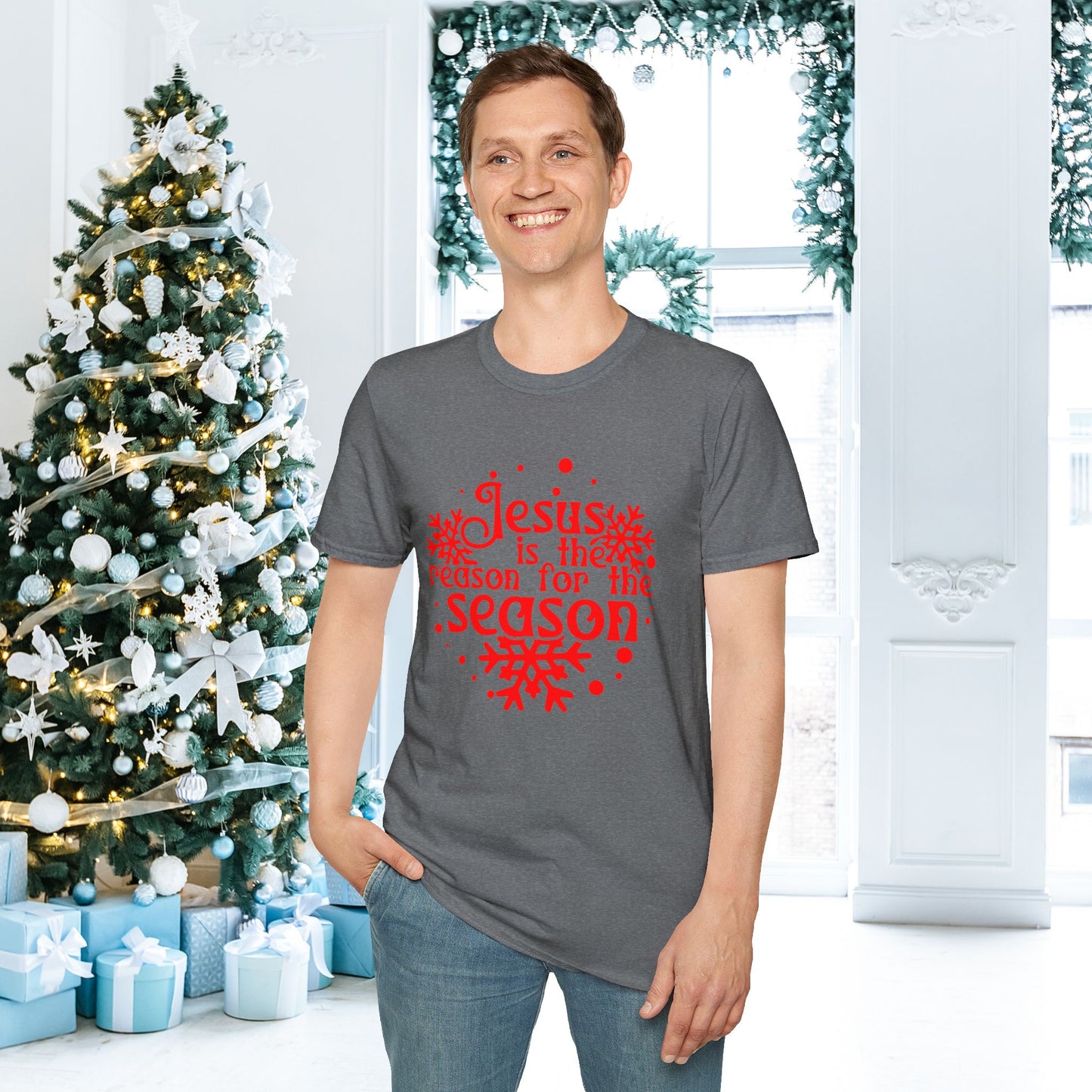 Jesus Is The Reason For The Season Snowflake Adult T-shirt