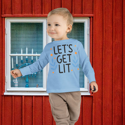 Hanukkah Let's Get Lit Toddler Long Sleeve Tee