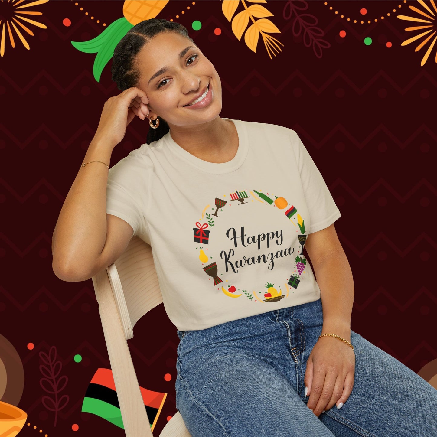 Happy Kwanzaa Wreath Adult T-shirt