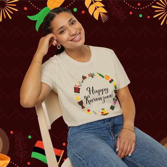 Happy Kwanzaa Wreath Adult T-shirt