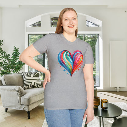 Blushing Rainbow Heart Adult T-shirt
