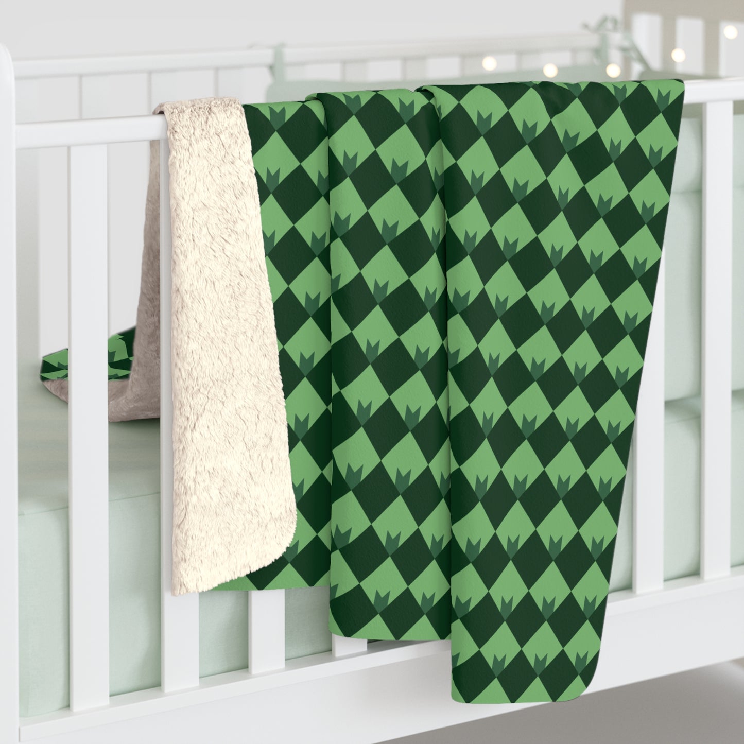 Diamond Bloom- Spruce & Sage Fleece Blanket