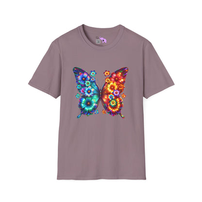 Colorful Floral Butterfly Adult T-shirt