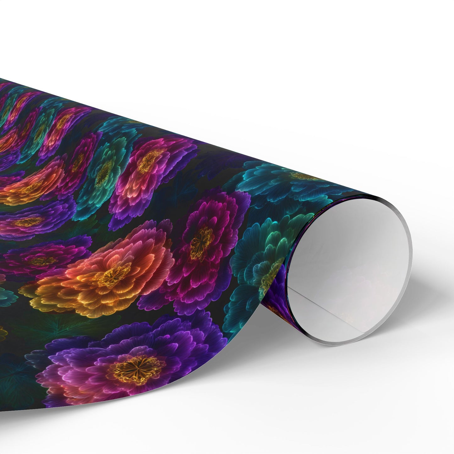 Neon Whisper Blooms Wrapping Paper