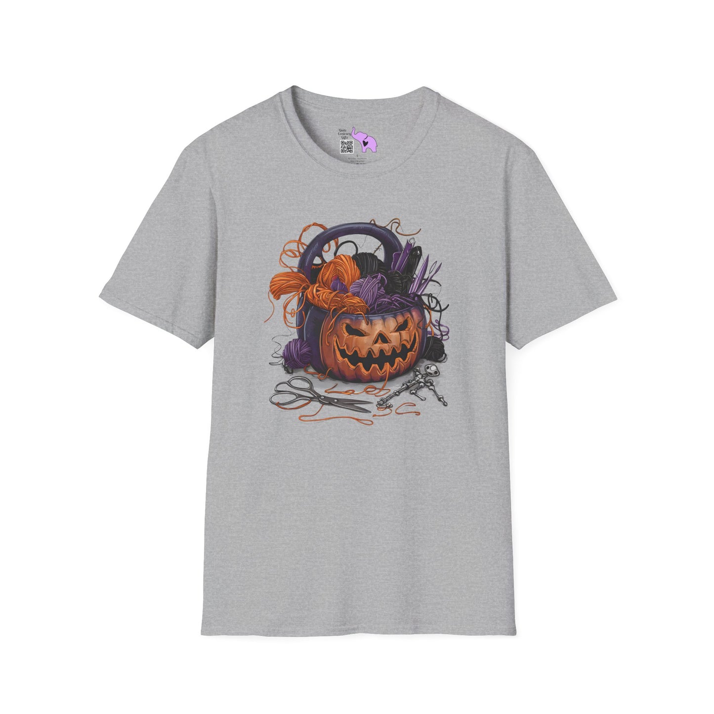 Spooky Pumpkin Yarn Basket Adult T-shirt
