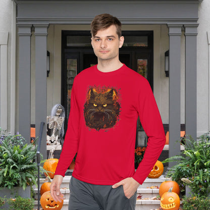 Creepy Black Cat Adult Long Sleeve Tee