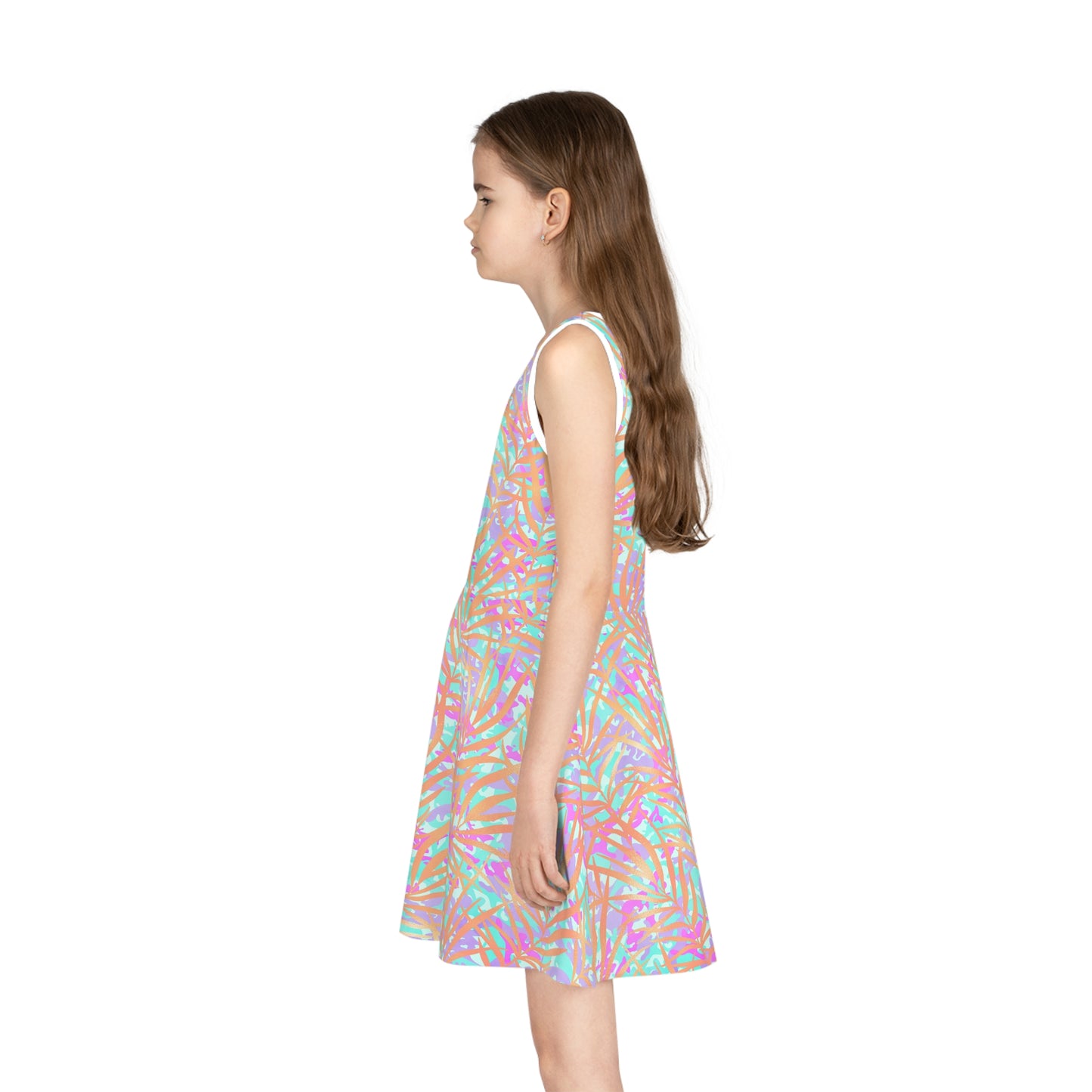 Tropical Sunset Palms Girls' Sleeveless Sundress
