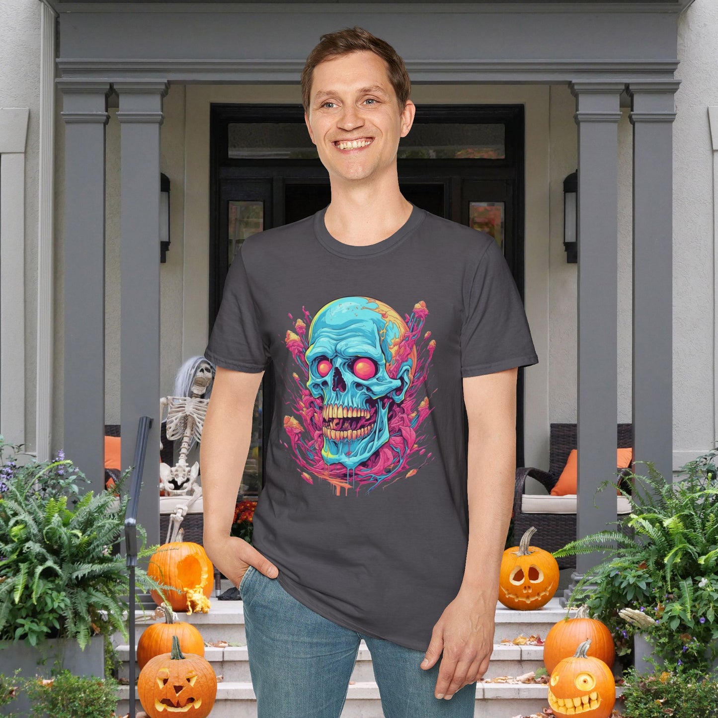 Psycho Skull Adult T-shirt