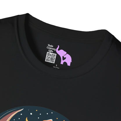 Skeleton Over Moon On Broomstick Adult T-shirt