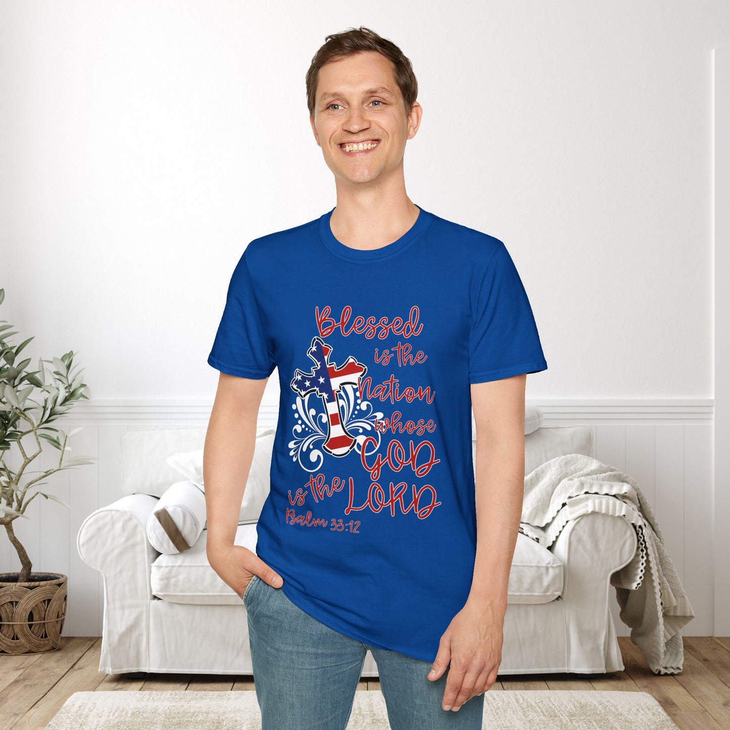 Blessed Is The Nation Whose God Is The Lord Adult T-shirt