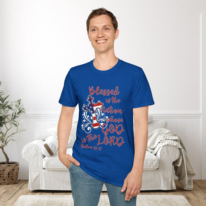 Blessed Is The Nation Whose God Is The Lord Adult T-shirt