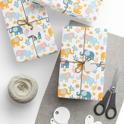 Elephants in Bloom Wrapping Paper