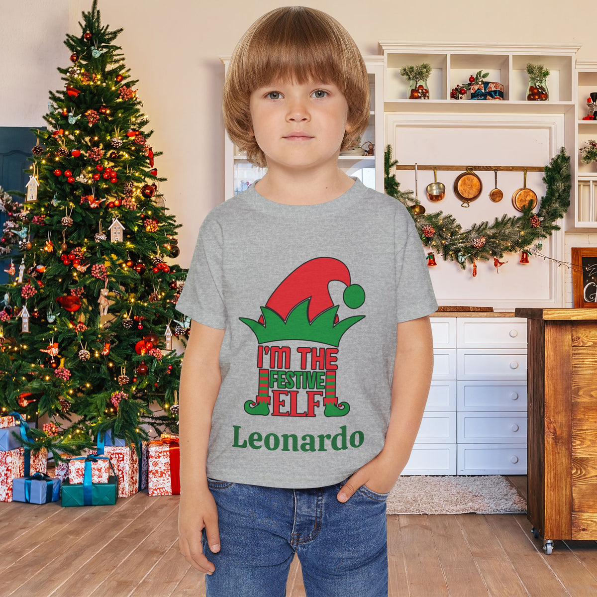I'm The Festive Elf Personalized Heavy Cotton™ Toddler T-shirt