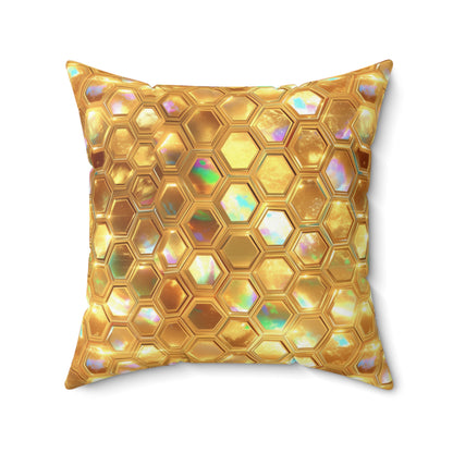 Golden Prism Grid Throw Pillow
