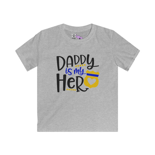 Daddy Is My Hero (Law Enforcement) Youth Softstyle Tee