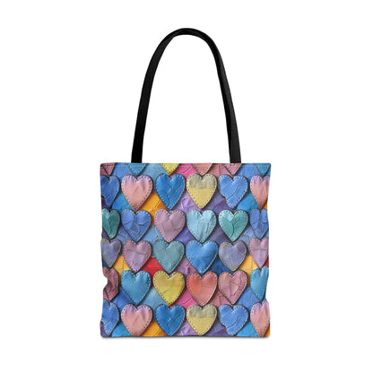 Color Pop Leather Hearts Canvas Tote Bag