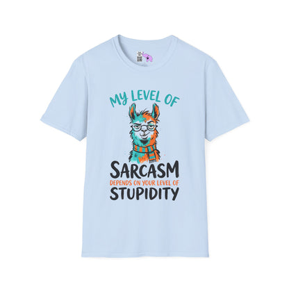 ""My Level of Sarcasm Depends on Your Level of Stupidity (Llama) Adult T-shirt