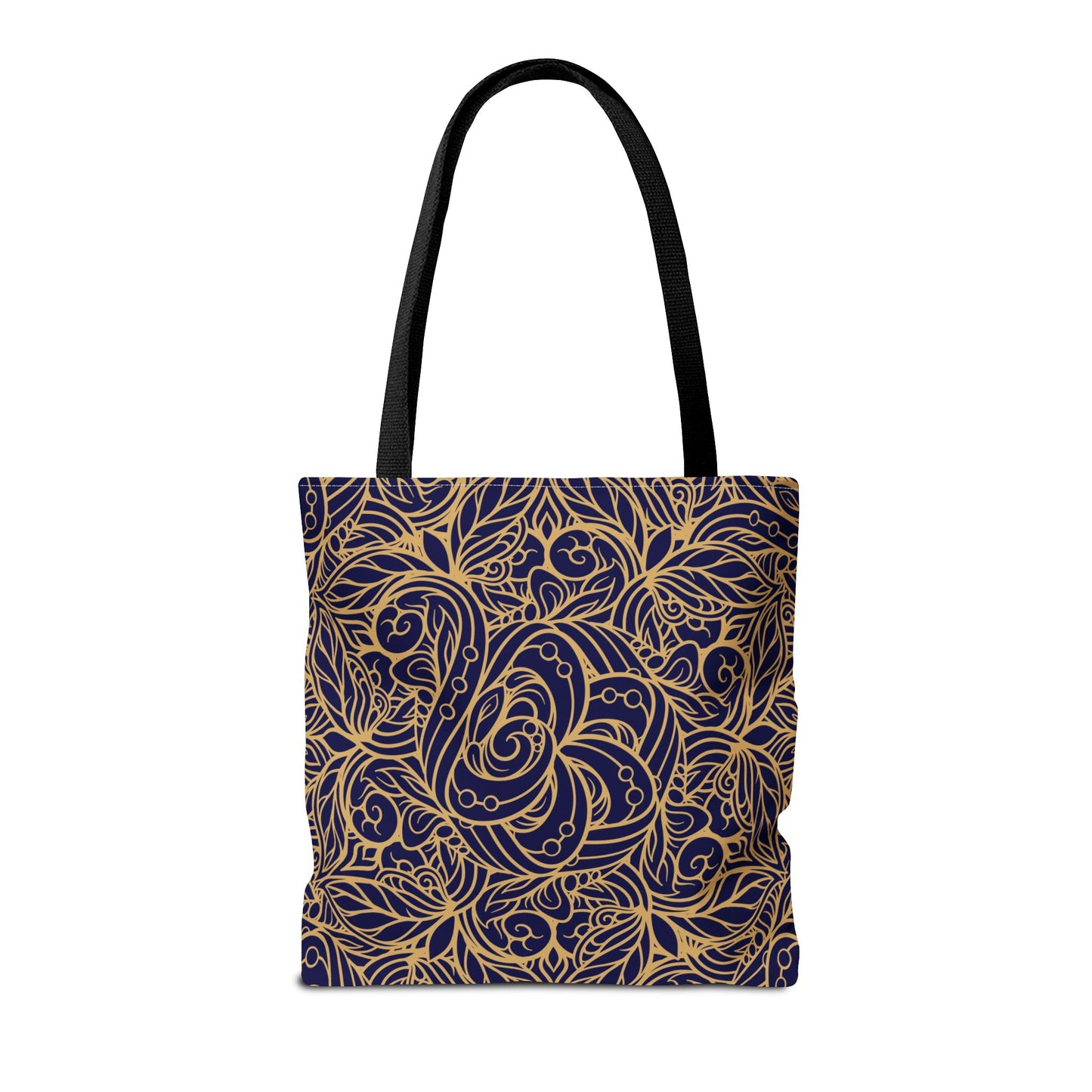 Golden Midnight Radiance Mandala Canvas Tote Bag