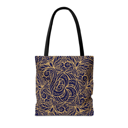 Golden Midnight Radiance Mandala Canvas Tote Bag