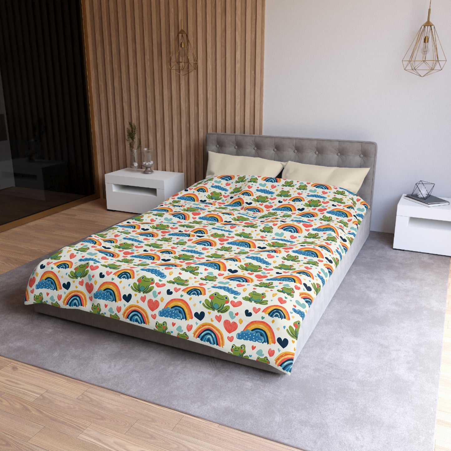 Ribbit Rainbows Duvet Bedding Set