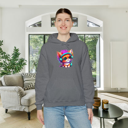 Cool Kitten w/Headphones Heavy Blend™ Hooded Sweatshirt