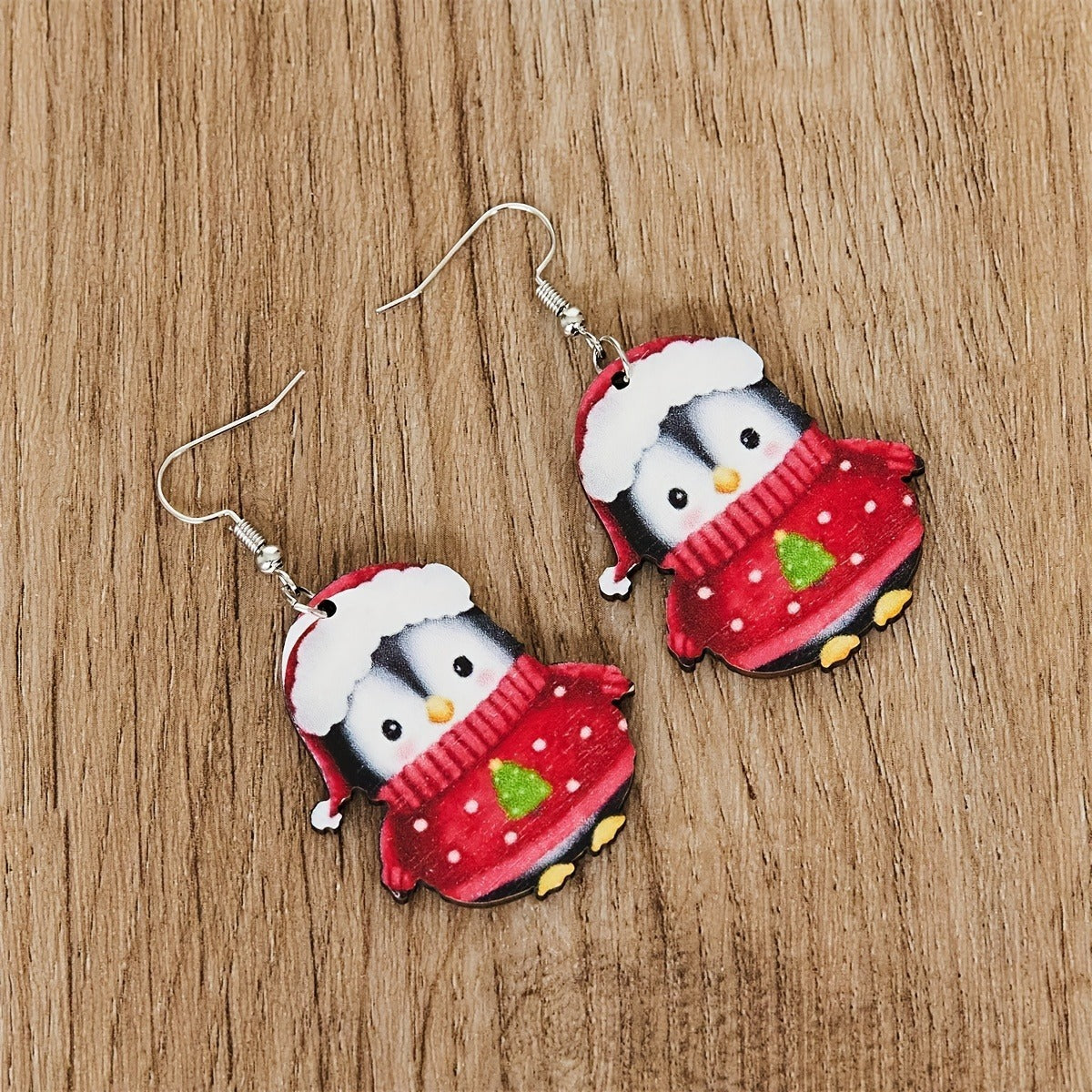 Cute Christmas Penguin Acrylic Earrings