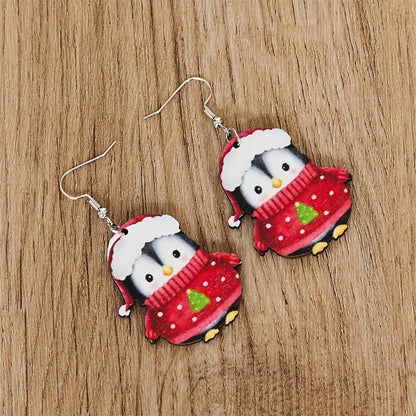 Cute Christmas Penguin Acrylic Earrings