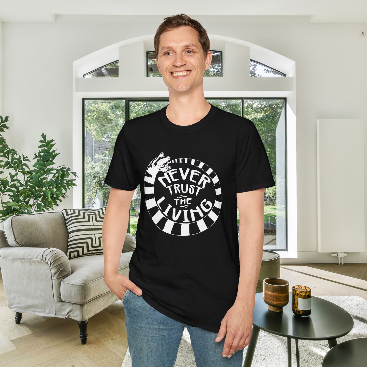 Never Trust The Living Beetlejuice Adult T-shirt