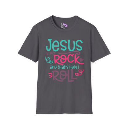 Jesus Is My Rock & That's How I Roll Adult T-shirt