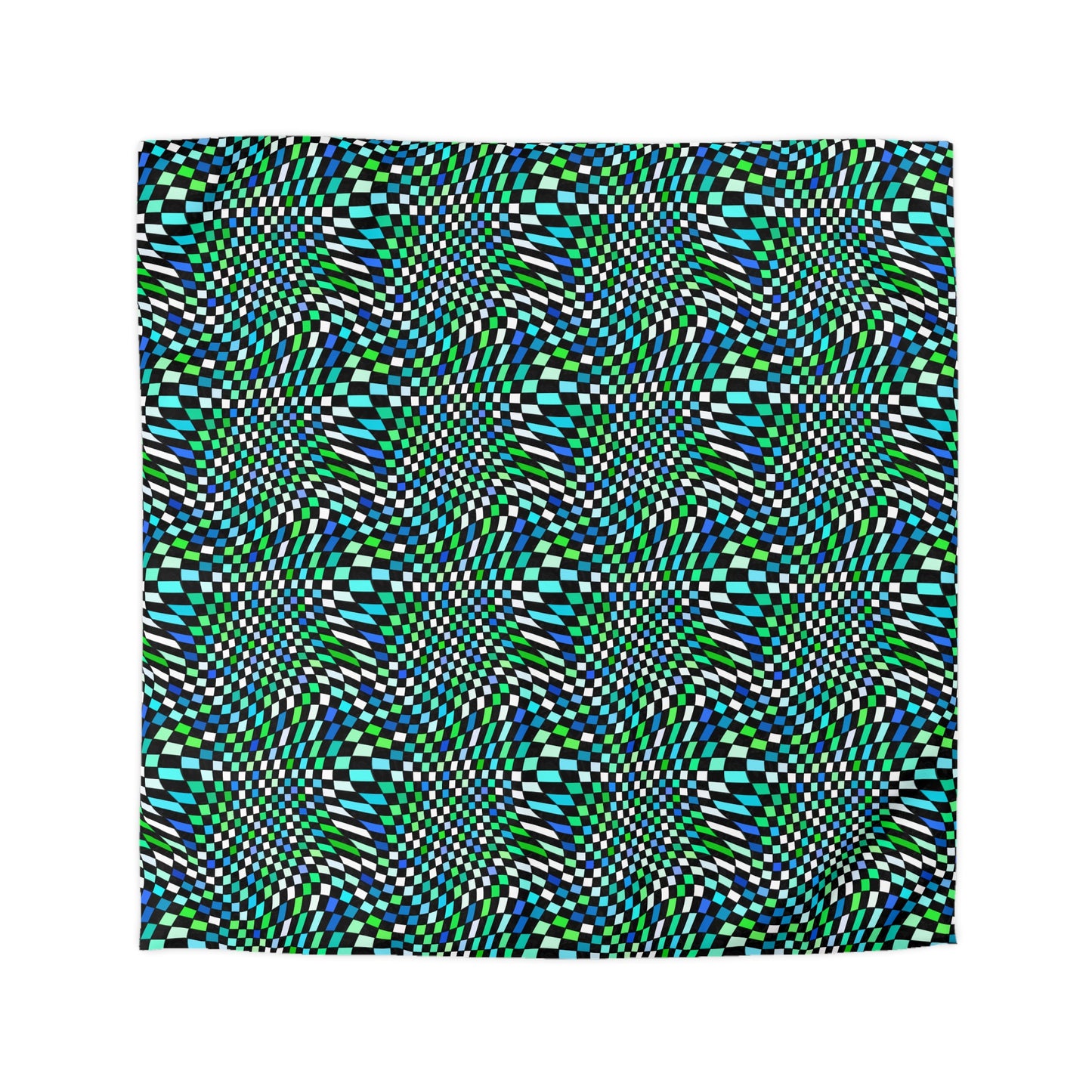 Warped Green Checkered Duvet Bedding Set