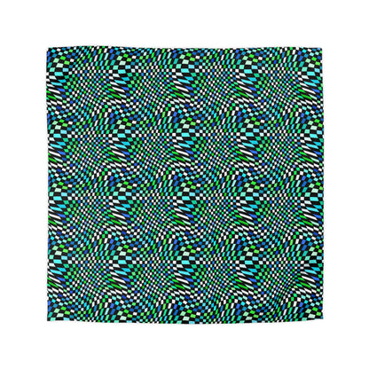 Warped Green Checkered Duvet Bedding Set