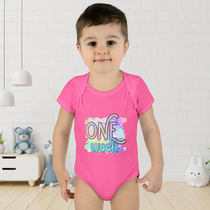 Pastel Wild One Milestone Baby Bodysuit-One Week