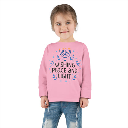 Hanukkah Wishing Peace & Light Toddler Long Sleeve Tee