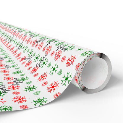 Red & Green Snowflakes Custom Name Wrapping Paper (Soren)