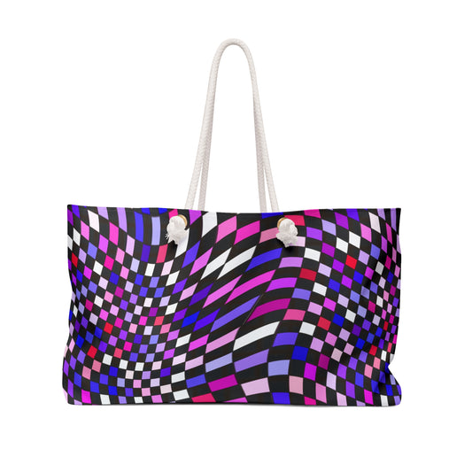 Warped Purple Checkered Weekender Bag